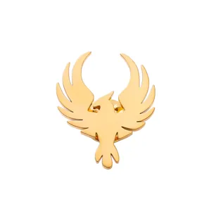 Polished golden phoenix brooch pin for suits featuring a minimalist eagle wing design