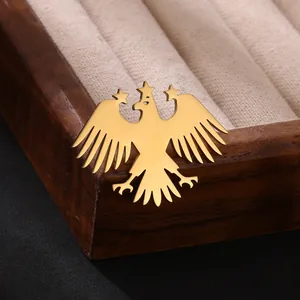 Vintage Stainless Steel Eagle Brooch Pin For Men Women Heraldic Style Phoenix Animal Lapel Badge Suit Accessories Jewelry