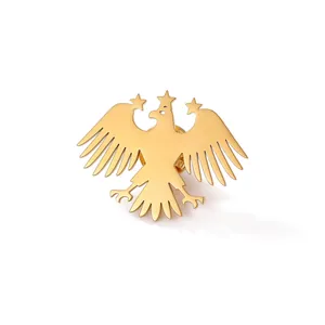 Golden bald eagle brooch with stars and butterfly clasp for suits and jackets
