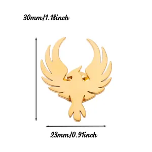 Goldene Phönix-Adler-Brosche mit Maßen 30 mm Höhe und 23 mm Breite für Anzüge