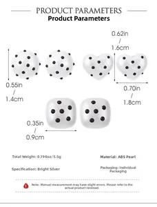 Detailed size specifications for vintage-style polka dot pearl heart stud earrings