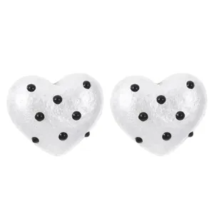 Retro dragon fruit polka dot heart earrings with high-gloss resin finish and chic design