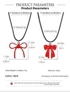 Especificaciones de tamaño y peso para collares de lazo rojo con cordón de cuero negro