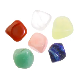 Polished natural crystal set featuring six assorted tumbling stones in various colors