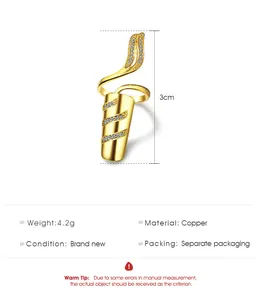Detailed technical view of copper fingernail ring with rhinestones and 3cm height specs