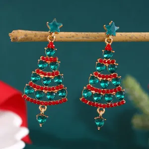 Weihnachtsbaum Ohrhänger Legierung Strass Kunstperle Festlich Stern Ohrringe Feiertagsschmuck Für Damen
