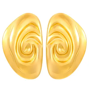 Orecchini geometrici vintage in acciaio inossidabile con finitura oro lucido