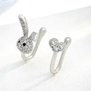 Sparkling crystal butterfly rabbit heart non-piercing nose clips in silver finish