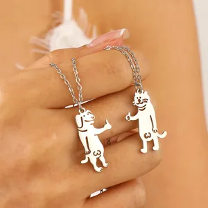 Collar de Pendiente de Gato Perro de Acero Inoxidable Divertido Pendientes de Esqueleto de Dinosaurio Joyería Para Unisex