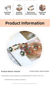 Detailed view of vintage crystal and pearl hair clips with lead-free alloy base