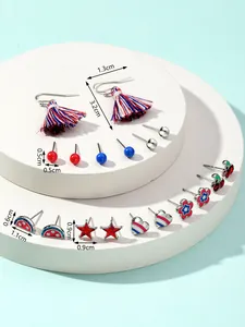 Detailed size specifications for Independence Day red white and blue earring set