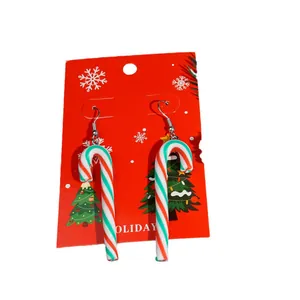 Orecchini a bastoncino di Natale con motivo a spirale festivo rosso verde e bianco
