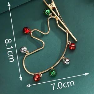 Christmas reindeer antler hair clip with colorful bells in golden alloy finish