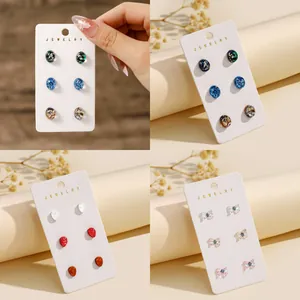 3 Paar Set Kleurrijke Hars Oorknopjes Mode Eenvoudige Strik Druppel Ovale Vorm Roestvrijstalen Oorsteker Sieraden Vrouwen