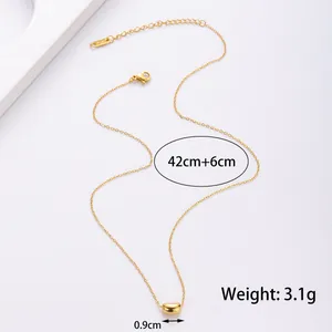 Minimalist gold acacia bean pendant necklace in stainless steel, length 42cm plus 6cm ext
