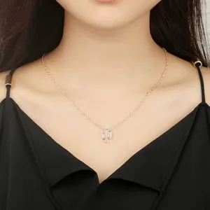 Minimalistische Kaktus-Halskette für Damen mit eleganter Roségold-Beschichtung