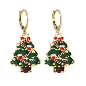 Orecchini in Lega Smaltata di Natale Babbo Natale Albero di Natale Pupazzo di Neve Omino di Pan di Zenzero Campana Renna Orecchini Gioielli da Donna per Feste