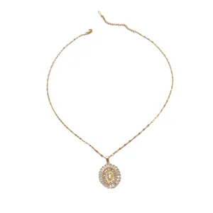 Vintage-Goldkette Maria mit buntem Zirkonia-Anhänger im geometrischen Design