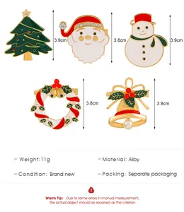 Spécifications détaillées des tailles pour broches de Noël en alliage avec Père Noël