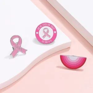 Broches en émail ruban rose pour la lutte contre le cancer du sein et texte espoir