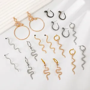Gothic punk snake earring set with textured serpent dangles in various metallic finishes