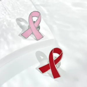 Broches en émail rose et rouge en alliage d'argent, symbole de sensibilisation caritative