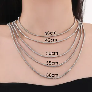 Fashion Stainless Steel Round Snake Chain Necklace For Women Eighteen K Gold Plated Minimalist Geometric Jewelry Personalized Gift