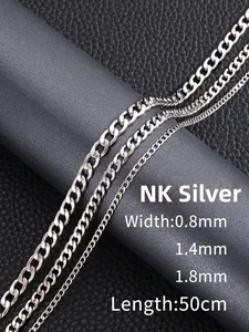 Λεπτομέρεια από ασημί NK αλυσίδες σε πλάτη 0,8mm, 1,4mm και 1,8mm και μήκος 50 εκατοστά