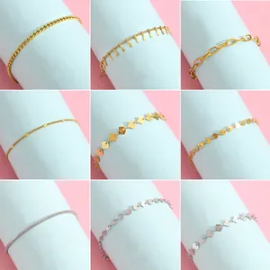 Minimalist Stainless Steel Bracelet Women Bohemian Curb Snake Figaro Paperclip Chain Adjustable Gold Silver Rainbow Jewelry
