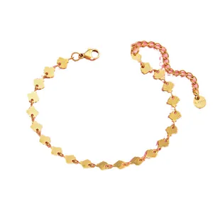 Minimalist golden stainless steel shell charm bracelet with adjustable lobster clasp