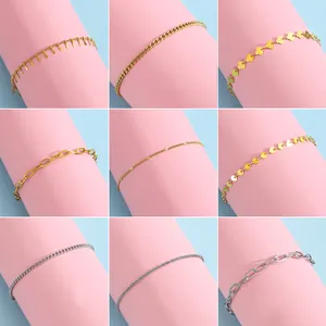 Bracelets De Cheville Minimalistes En Acier Inoxydable Pour Femmes Mode Géométrique Ronde Paillette Coquille Marguerite Chaîne À Gland Bijoux De Pied Pour Vacances À La Plage Cadeau