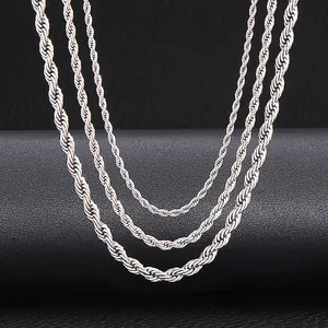 Stainless Steel Rope Chain Necklace For Men Women Hip Hop Twist Link Chain Necklace Gold Silver Color Basic Jewelry Accessories