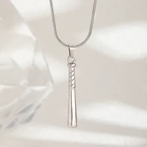 Collana con ciondolo a mazza da baseball in acciaio inossidabile lucido e catena snake