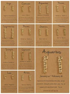 Détail des boucles d'oreilles constellation dorées gothiques sur cartes kraft