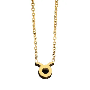 Collier avec pendentif symbole astrologique Taureau doré pour femme style tendance