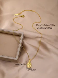 Detailed view of golden cross pendant with 40cm plus 6cm adjustable O-chain necklace