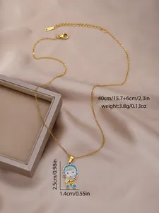 Detailed view of Arale enamel pendant necklace with length and weight measurements
