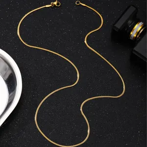 Collar de Acero Inoxidable Minimalista Cadena de Serpiente Trigo Eslabones Joyería de Moda Hombre Mujer Chapado en Oro Plata