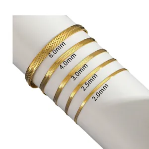 Bracciali a catena serpente piatta in oro acciaio inossidabile da 2mm a 6mm per donna