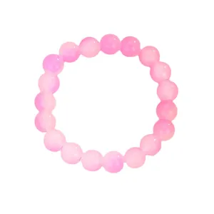 Pulsera de cuentas minimalista con cuentas de vidrio rosa mate redondas en estilo elegante