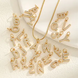 Collier Pendentif Lettre Initiale En Acier Inoxydable Pour Femmes Bijoux Alphabet Plaqués Or Avec Zircone