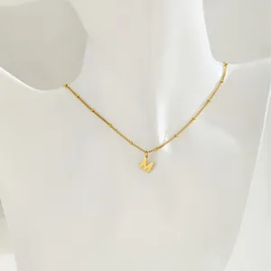 Collar con Colgante de Alfabeto de Acero de Titanio Chapado en Oro Minimalista para Mujer Letra Inicial A-Z Cadena de Bolas Joyería de Moda