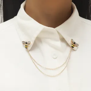 Spilla da Colletto in Lega Vintage Ape Cicala Con Catena Smalto Strass Spilla da Risvolto per Donna Uomo Gioielli di Moda Regalo