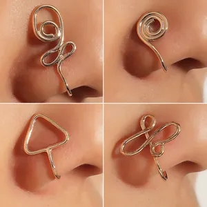 Manchettes de nez en U en or rose avec des motifs en spirale et géométriques