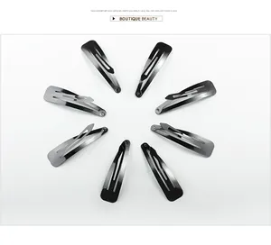 Set of 8 matte black metal teardrop hair clips arranged in a radial circle display