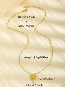 Detail of gold-plated coconut tree pendant with zircon, 40cm chain and size specs