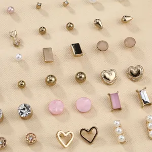 Set di Orecchini a Bottone in Lega con Künstliche Perle Sintetiche e Strass Perno in Acciaio Inossidabile Geometrico Cuore Farfalla Gioielli Donna