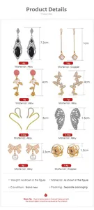Detailed size and weight chart for long tassel earrings and pearl crystal ear studs