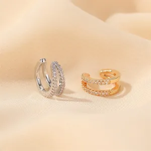 Double layer sparkling zircon ear cuffs in gold and silver finish for non pierced ears