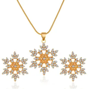 Funkelndes Schneeflocken-Schmuckset mit Strass-Halskette und passenden Ohrringen